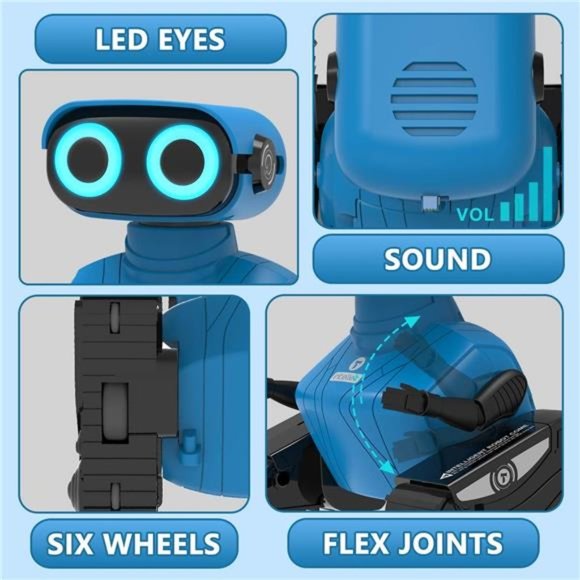 Remote Control Robot Toys with LED Eyes & Flexible Arms, Dance & Sounds For Kids - Picture 3 of 6